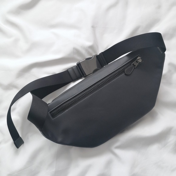 New Coach Track Belt Bag With Plaid Print And Coach Stamp Midnight CH109 $378 - Picture 4 of 4